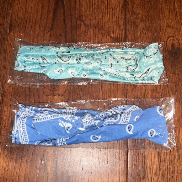 2 PC. BOHO PAISLEY HEADBAND FOR WOMEN/GIRLS, ONE SIZE, LIGHT BLUE/DARK BLUE - Picture 2 of 5